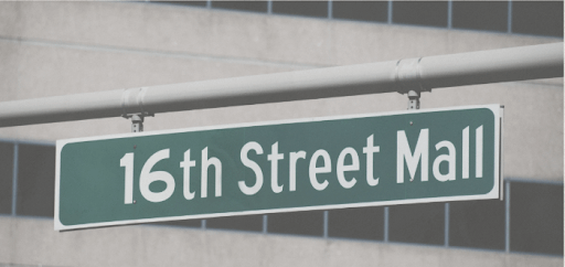 a close-up of the 16th street mall sign in Colorado representing Colorado small business branding with Fix and Form strategic branding agency Denver Colorado